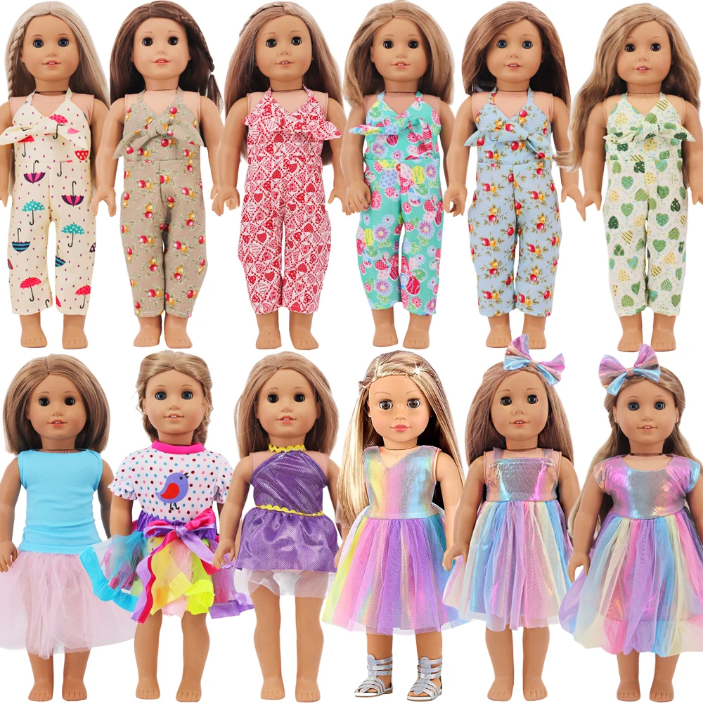 

Doll Clothes Tie up pants, Fashionable Glowing Skirt, Cute Patterns Doll Accessories,43CM Born Baby&11.8Inch American Doll,Gifts