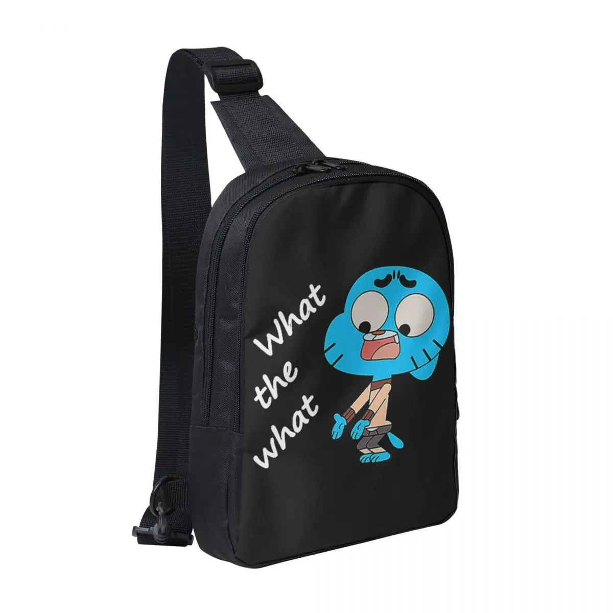 

The Amazing World Of Gumball What The What Chest Bag Men Sling Crossbody Backpack Chest Bag Hiking Daypack Shoulder Bag