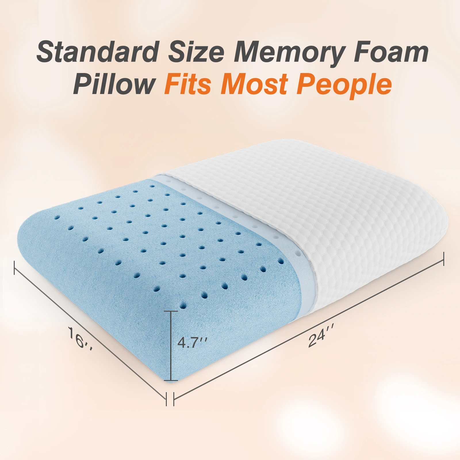 MCQ 1-piece Neck Pillow Comfort Memory Foam Pillows Standard Size Removable Washable Cover Ventilated Cooling Bed Pillow