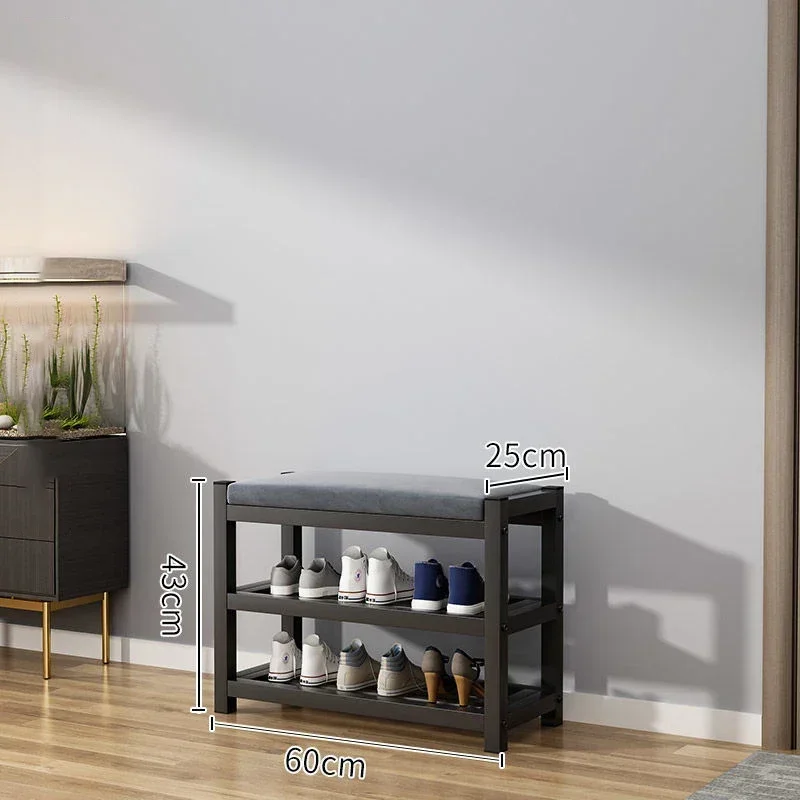 %%Carbon Steel Changing Shoes Bench with Shoe Storage Cabinet Home Entryway Hallway Seat Stool