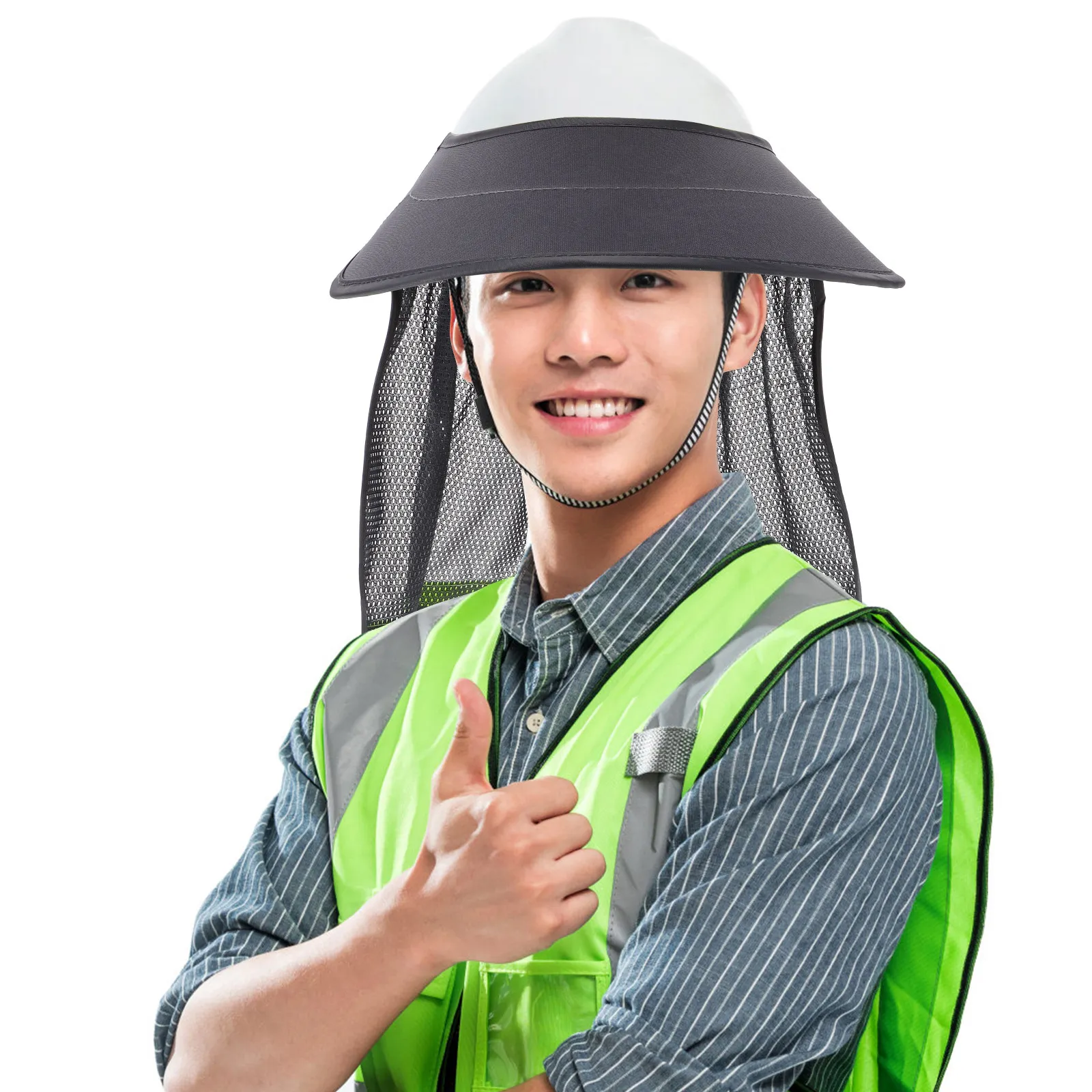 

Hard Hat Neck Shade Adjustable Elastic Band Breathable Mesh Curtain Sun Protecting Safety Visor Construction Hat Sunshade