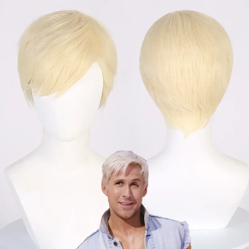 HOT Movie Ken Barbie Cosplay Synthetic Wig Kyo Short Blonde Wigs for Ken Halloween Costume