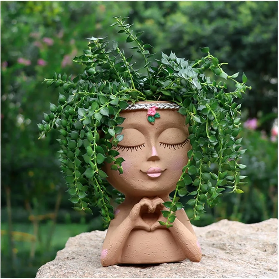 

Meltset Face Planters Pots Unique Face Flower Pot Planter for Indoor Plants Cute Small Succulent Pots Indoor Plant Pot with D