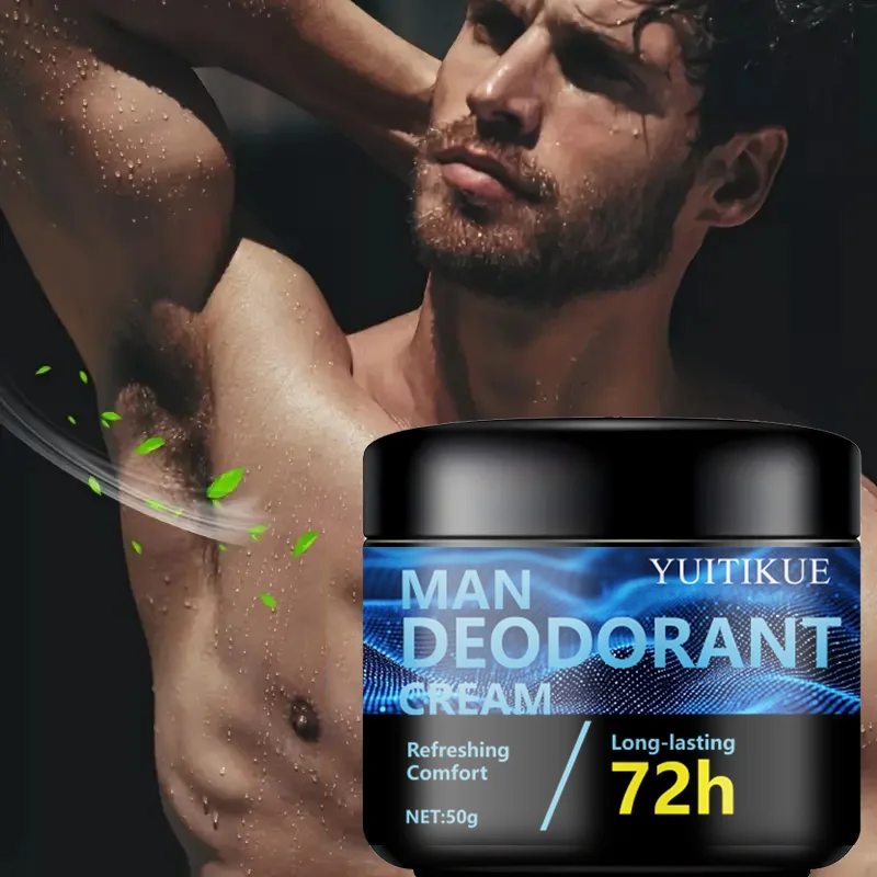 YUITIKUE Men Deodorant Cream 50g - 72h Long Lasting Fresh Fragrance Antiperspirant Body Stick