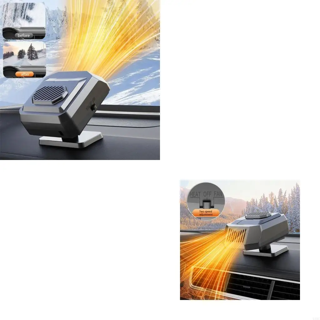 Efficient 12V Car Heating Accessories, Mini Portable Windshield Defroster with Adjustable Angles for Winter Cold Weather