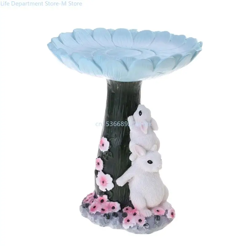 

Bunny Bird Bath Bird Feeder Resin Garden Statue Sculpture Birdfeeder Ornament for Outdoor Garden Patio Decor