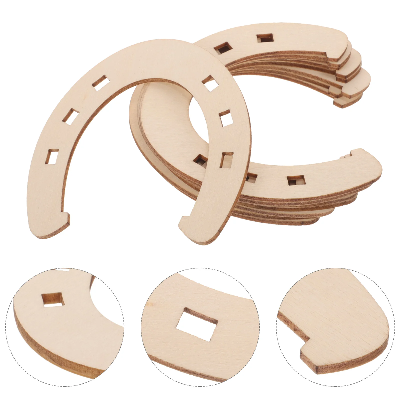 

24 Pcs Horseshoe Decoration Wood Craft Supplies DIY Graffiti Slices Blank Unpainted Cutout Wooden Cutouts