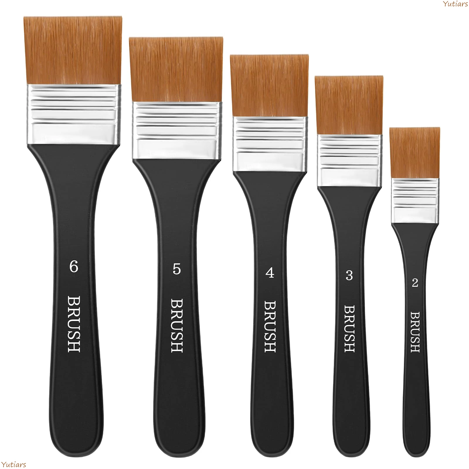 

1/5 Pcs Wide Flat Paint Brushes Set, Gesso & Varnish Brush for Acrylic Watercolor Painting, Nylon Chip Brushes for Canvas