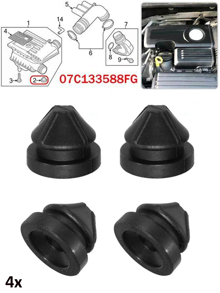 

4Pcs Car Engine Rubber Air Filter Housing Shell Grommet 07C133588 Engine Bonnet Air Intake Filter Grommet Buffer Cushion