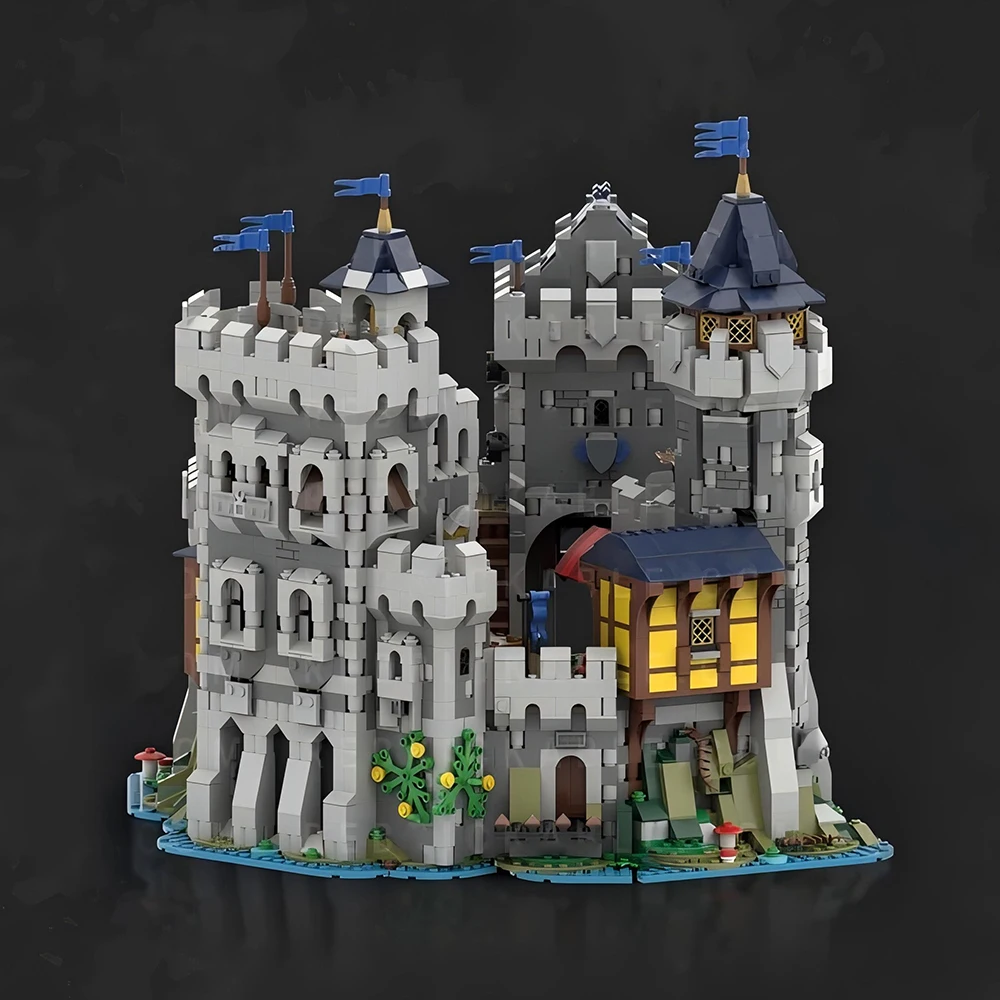 MOC Architettura medievale Falcon modulare Castello principale Street View Modello Building Blocks Giocattoli di assemblaggio fai-da-te Collezione per adulti Regalo