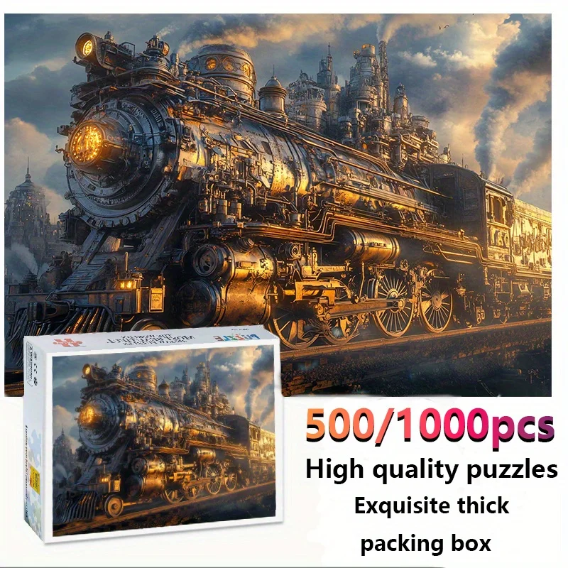 500-1000 шт. большая игрушка-головоломка с механическим поездом-сложная интеллектуальная игра с детальным металлическим дизайном локомотива, смешанная