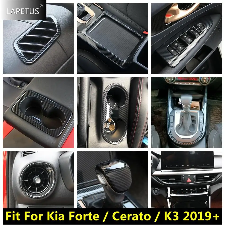 

Window Lift Button / Gear Shift / Water Cup Holder Cover Trim For Kia Cerato Forte K3 2019 - 2023 Carbon Fiber Car Accessories