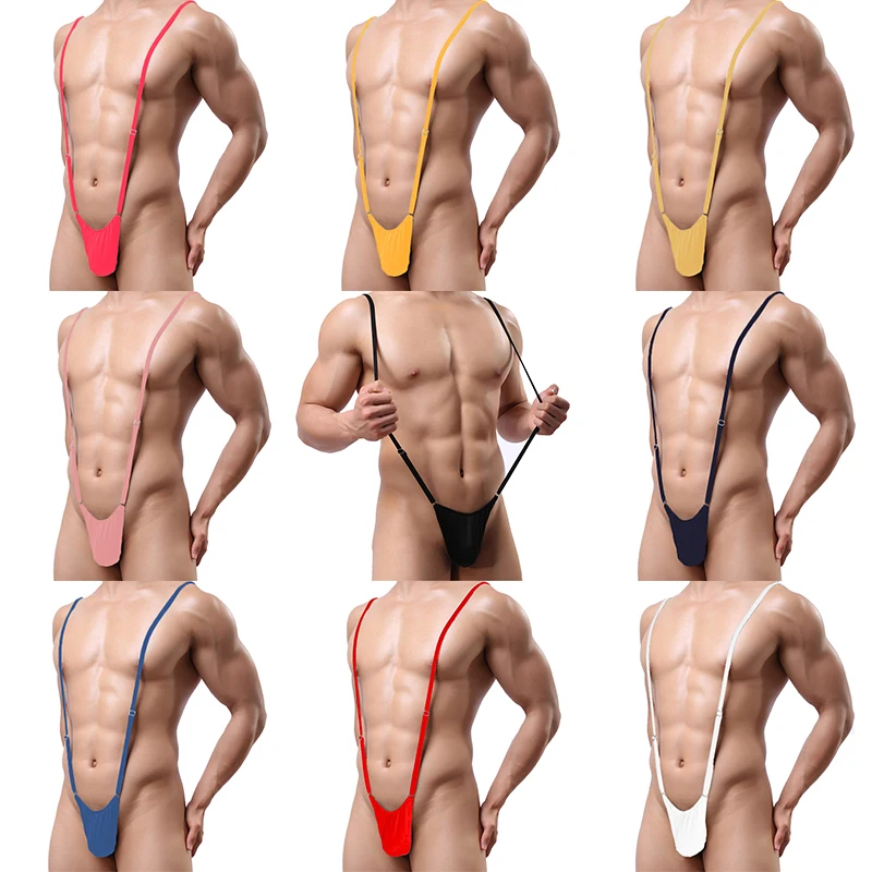 Body Sexy de 3 piezas para hombre, ropa interior ajustable, bragas en forma de V profunda, lencería erótica, Tanga convexo en U con espalda en T