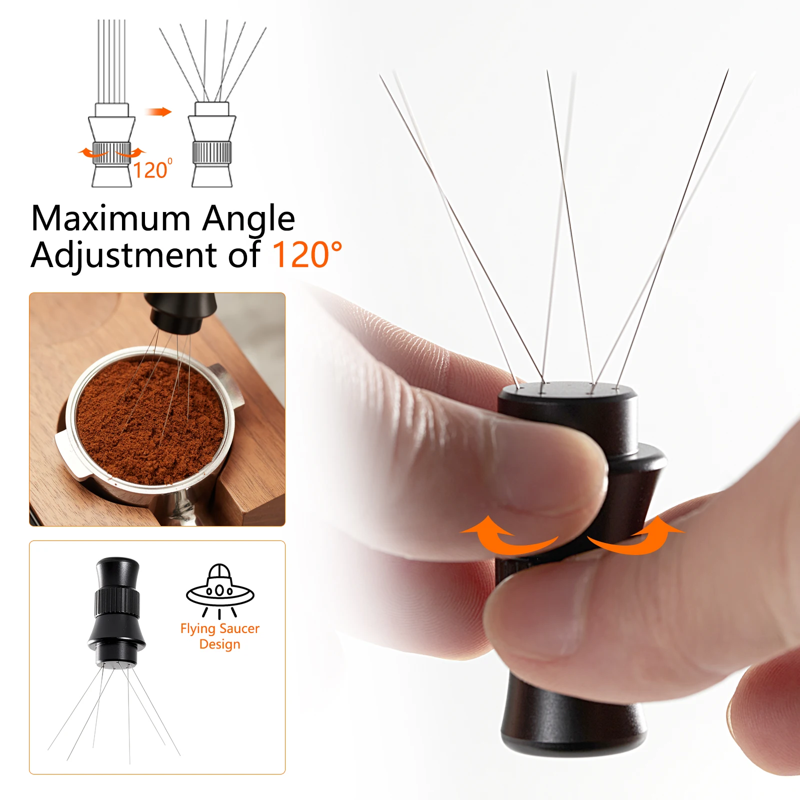 IKAPE-Outils WDT pour Espresso, Agitateur Expresso Réglable pour Barista, Outil de Distributeur Espresso Grossier avec Support Magnétique