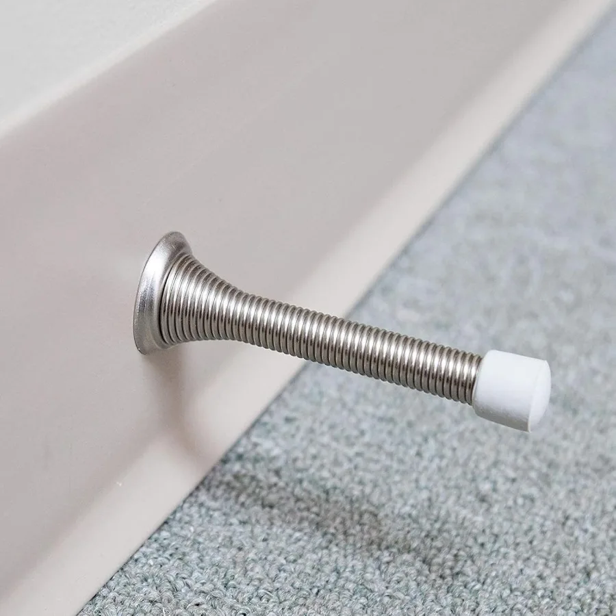 12개 스프링 도어 스톱 고강도 도어 스토퍼 고무 범퍼 벽걸이형 스프링 도어스톱 벽용 블랙