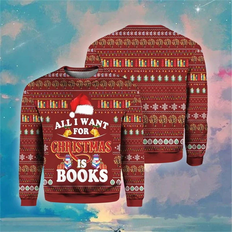 Christmas Graphic Retro Winter Ugly Sweater For Men Women 3D Print Harajuku Y2k Pullover Casual Funny Long Sleeves Men Clothing