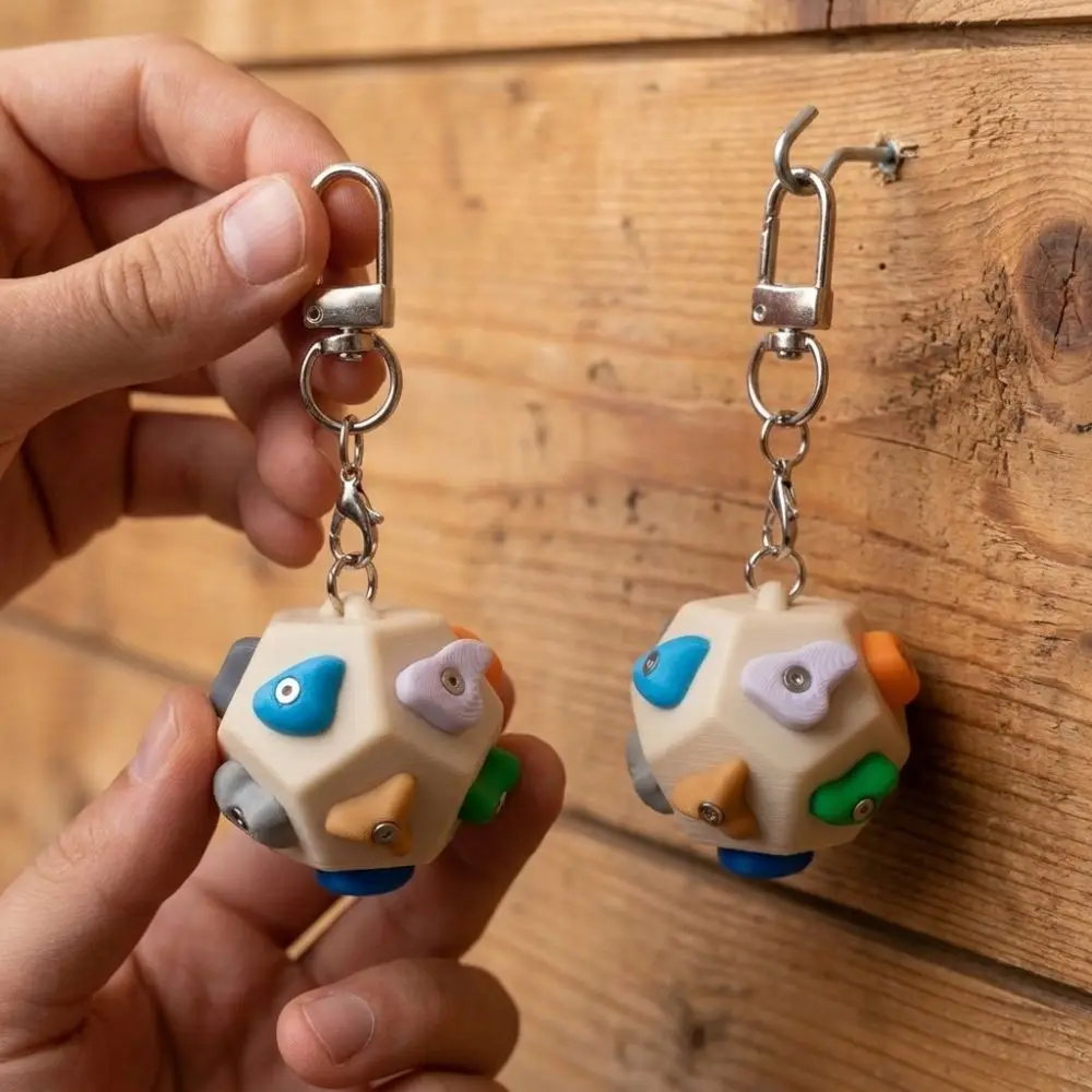 3D Printed Mini Climbing Hold Keychain Detachable Boulder Handmade Climber Enthusiast Keyring Realistic Colorful