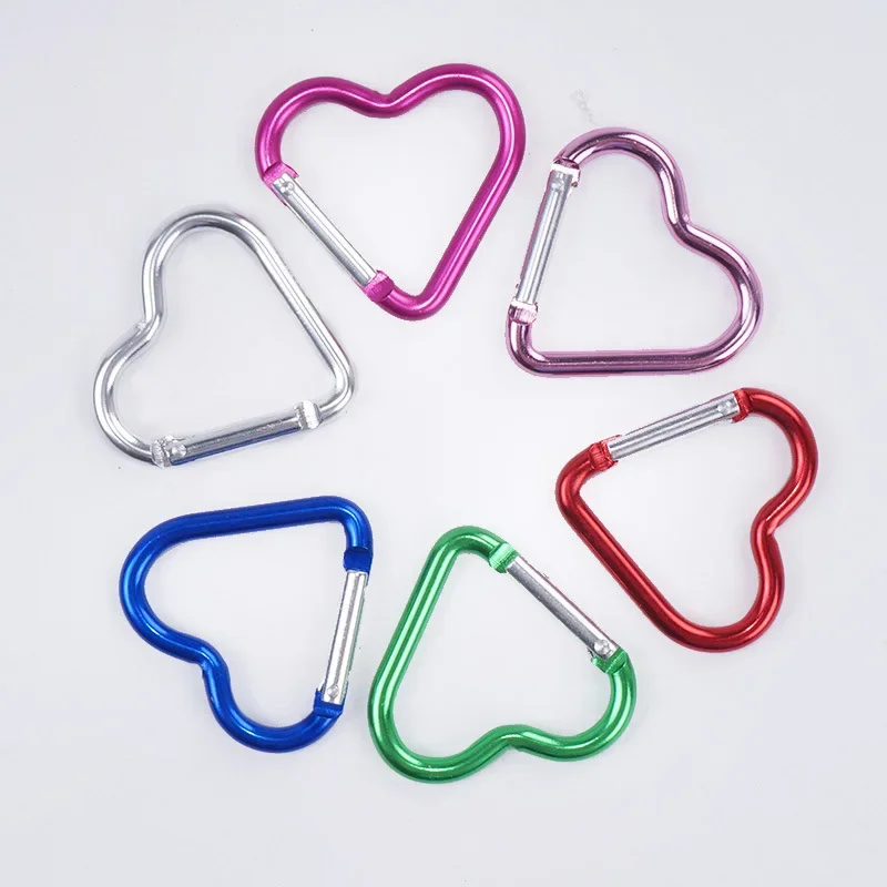 

Heart-shaped Aluminum Carabiner Key Chain Clip Outdoor Keyring Hook Water Bottle Hanging Buckle Travel Kit Accessories