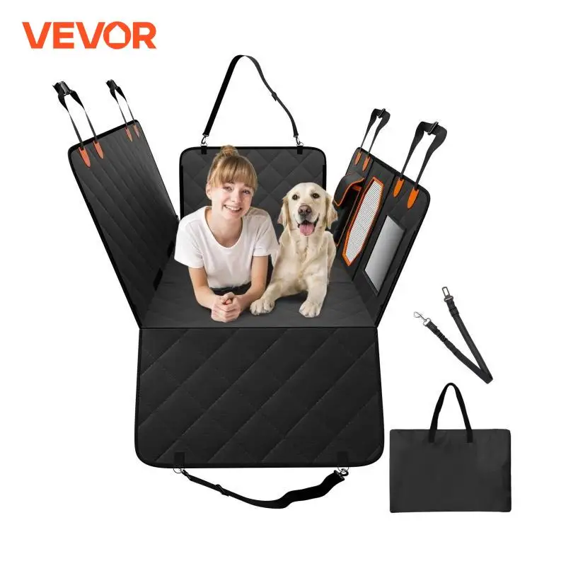 VEVOR Dog Car Seat Cover for Back Seat Waterproof 600D Heavy Duty Pet Car Seat Protectors with Mesh Window and Storage Pocket