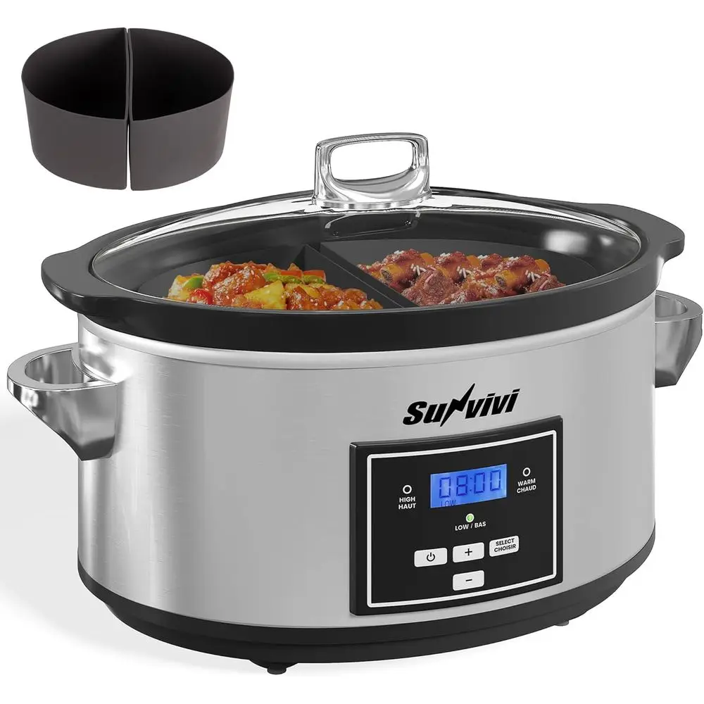 

6-Quart Digital Multi-Cooker with Silicone Liners, Adjustable Temperature, Dishwasher Safe, Stainless Steel