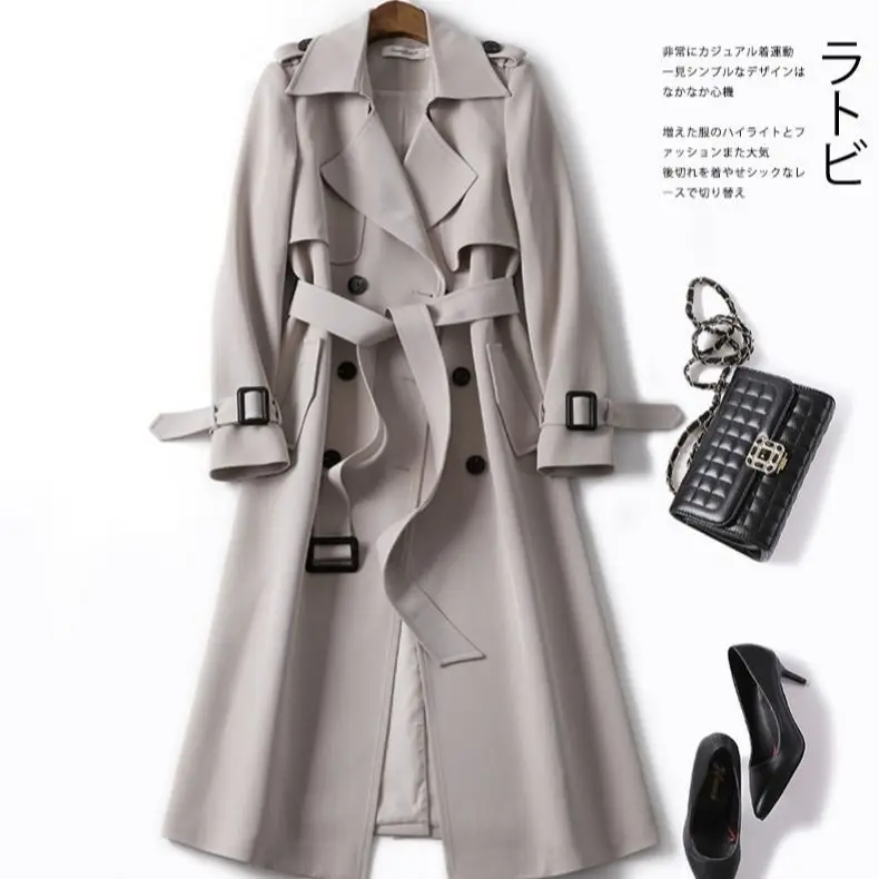 Long Windbreaker Coat for Women Tops Blue Green Red Y2k Long Coats Jackets Korean Style Loose Trench Outerwear Ladies Overcoat