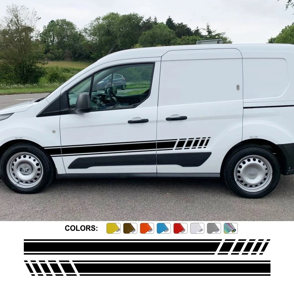 2Pcs Car Door Side Stickers For Ford Transit Connect Camper Van Line Graphics Styling Vinyl Decor Decals Auto Tuning Accessories