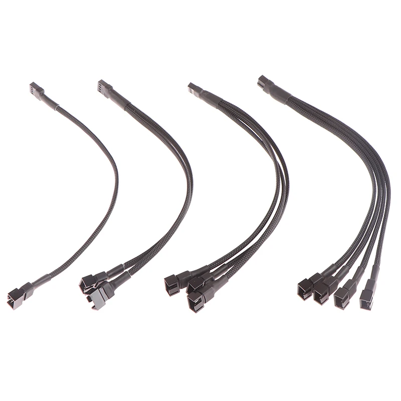 1Pc Fan Splitter Cable 4pin Adapter Cable 1 to 1 2 3 4 Computer CPU Fan Splitter PC Fan Extension Power Cable Accessories