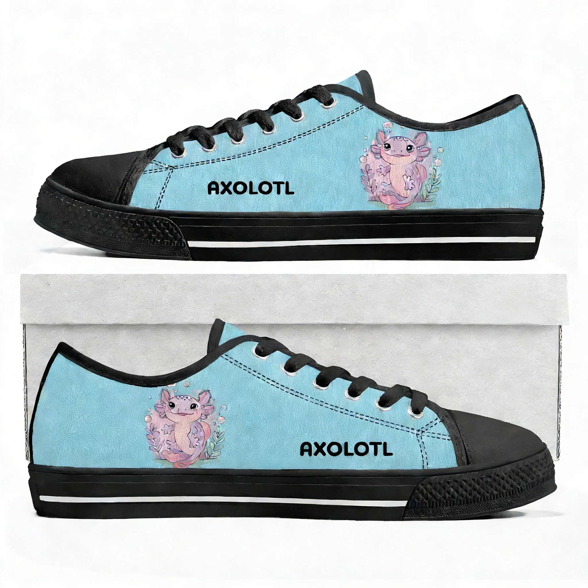 

Кеды Axolotl Low Top из высококачественного канваса для мужчин, женщин и подростков, повседневные, с индивидуальным дизайном, модные узоры, обувь на заказ