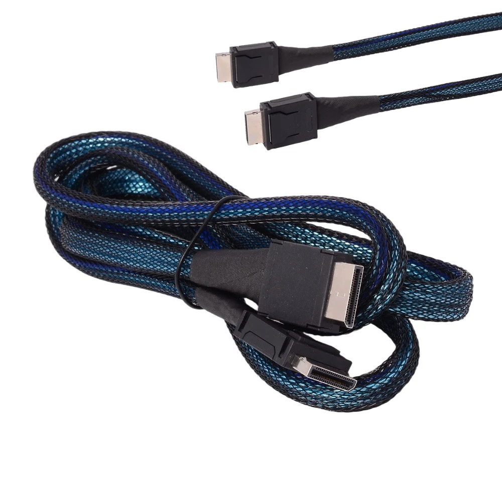 PCIE 4.0 X4 Oculink 4i Straight SFF-8611 Braided Bending Extender Cable GEN4 /3 64Gbps For GPU SSD OCuLink 4X Silver-Plated Wire