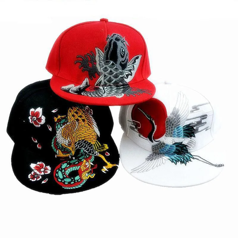 Outood Male 5 panel flat bill snapback hats Men Women 3D animal embroidery trucker hat Hip hop Sports hat Gorras