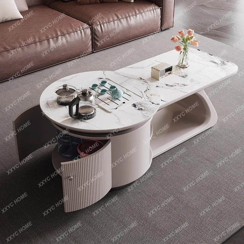 Mesa de té Kung Fu de losa de roca Z para sala de estar, mesa de té integrada multifuncional para el hogar