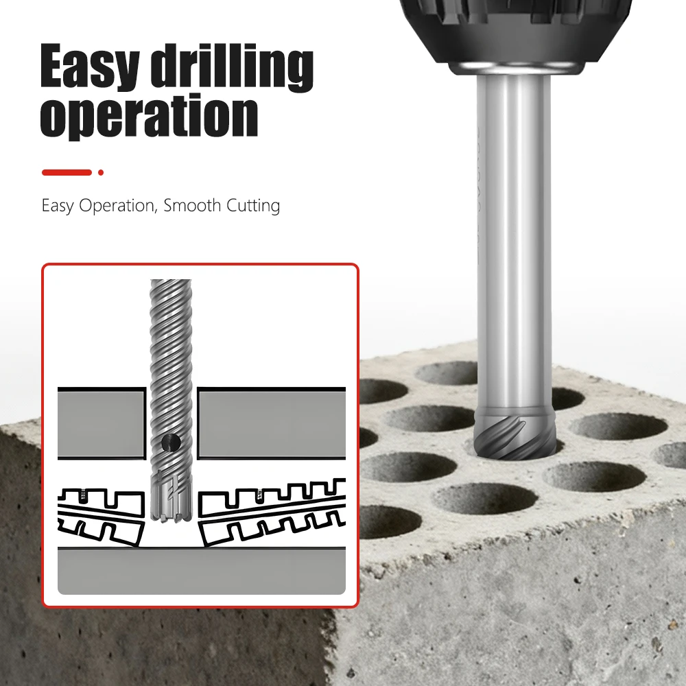 AURWOF 1 шт. SDS-Plus Усиленное сверло по бетону. Несколько спецификаций и размеров. Сверло высокой твердости.