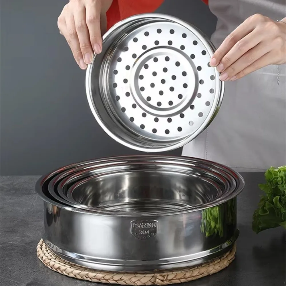 304 스테인리스 스틸 찜기 바구니 두꺼운 스트레이너 냄비 찜망 안전한 재질 16-32cm 배수 바구니 주방용