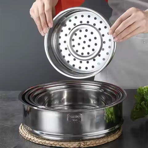 304 Stainless Steel Steamer Basket Thickened Thicken Strainer Pot Steaming Grid Safe Material 16-32cm Drain Basket Kitchen Use