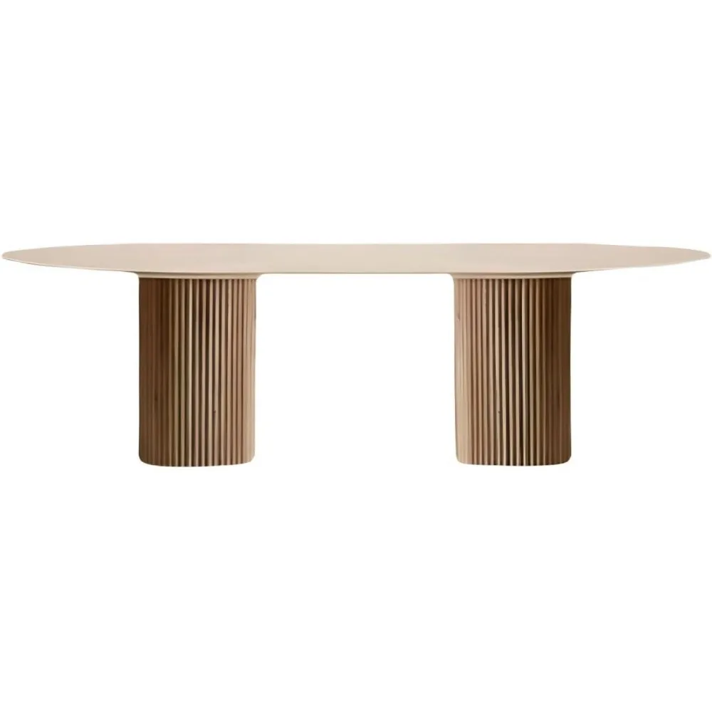 Mesa de comedor ovalada de madera, pedestal doble, mesa de comedor de cocina, solo mesa, sin sillas (47,2 pulgadas de largo x 23,6 pulgadas de ancho x 29,5 pulgadas de alto)