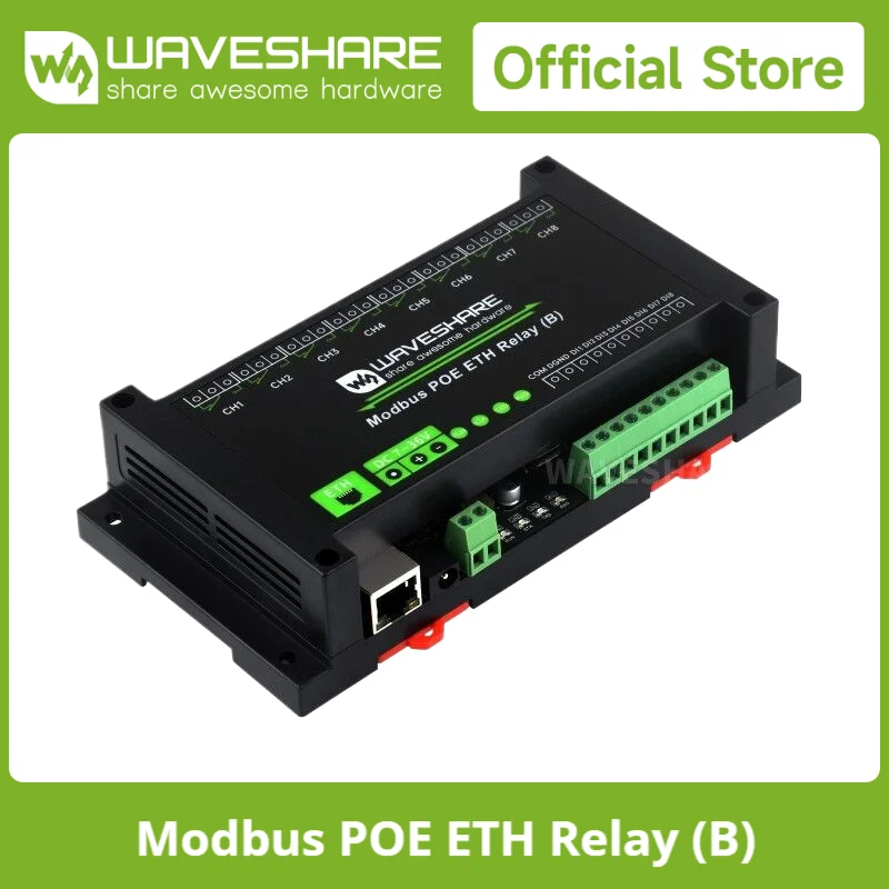 Picture 5: Waveshare 8-ch Ethernet Relay Module (B) With Digital Input, With Various Isolation And Protection Circuits  PoE Port