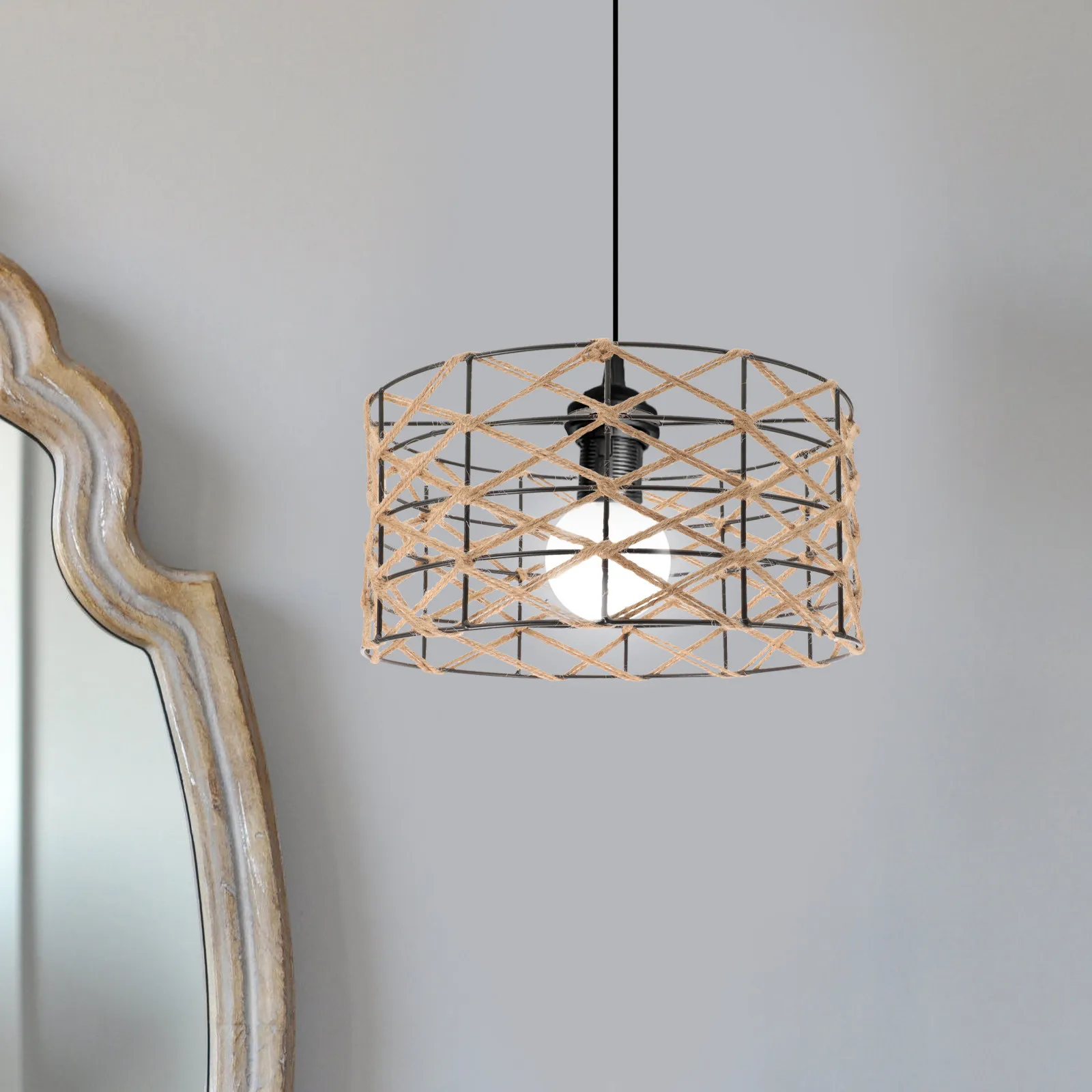 

Hemp Rope Lamp Shade Vintage Woven Pendant Lamp Shade for Chandelier Hanging Ceiling Light Decorative Lampshade Replacement