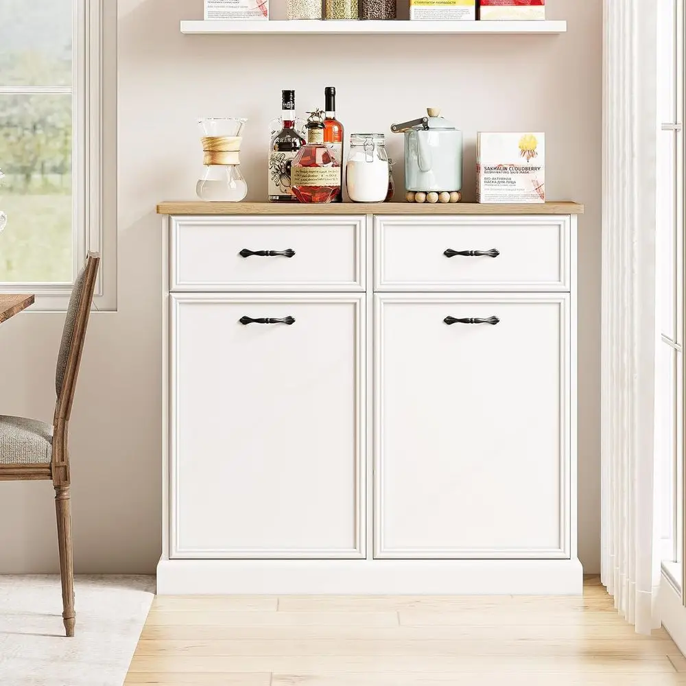 

Наклонный мусорный шкаф на 10/20 галлонов, устойчивый к домашних животных, отдельно стоящий мусорный бак для хранения на кухне, столовой, гостиной, белый