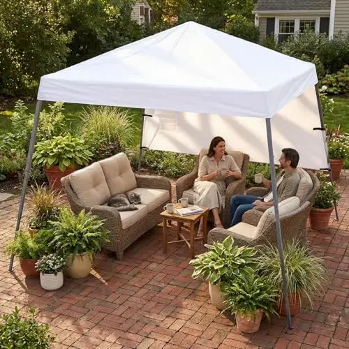 Pop Up Canopy Tent with Backpack, 10x10 Base Portable Easy One Person Setup Folding Shelter Compact Lightweight Slant
