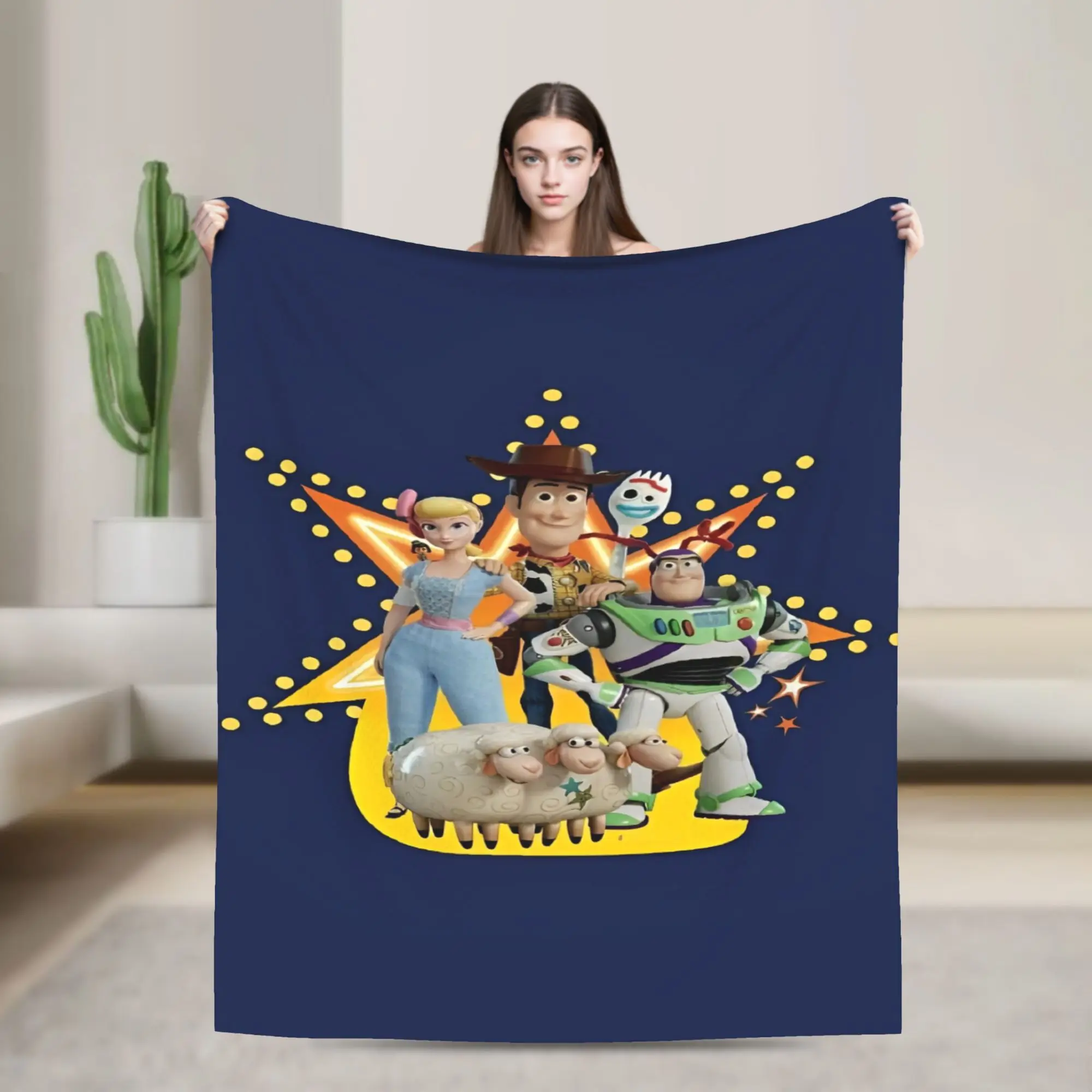 

Cartoon Toy Story Anime Print Flannel Blanket Super Warm Throw Blanket for Living Room Camping Graphic Bedspread Sofa Bed Cover