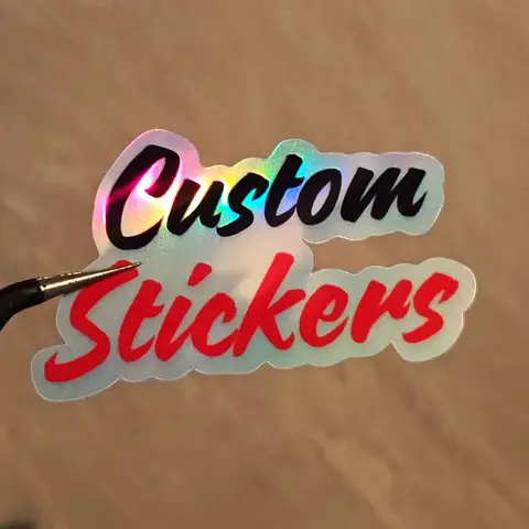 100pcs Custom Holographic Glitter Stickers Own Design Logo for Vinyl Sticker Rainbow Personalized Stickers for Business Label