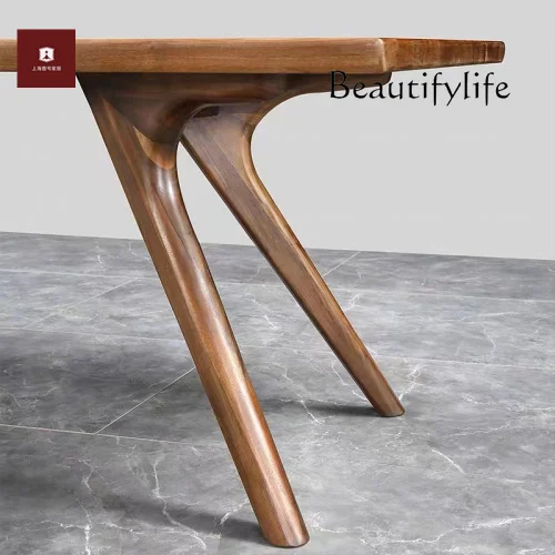 North America imported black walnut solid wood dining table design modern simple small apartment furniture dining table