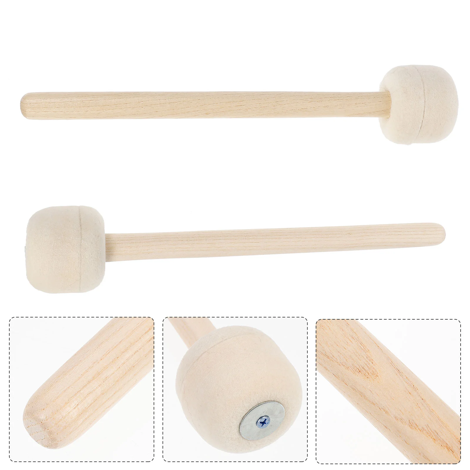 

Tenor Drum Mallets Wool Felt Drumstick Useful Percussion Instrument Wooden Handle