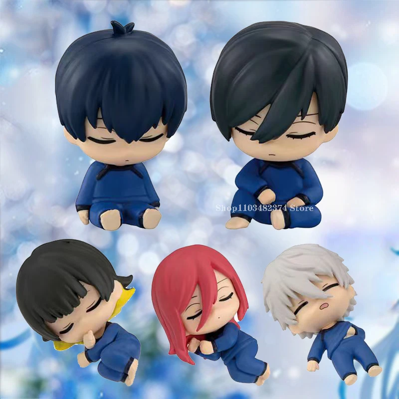 5pcs Q Chigiri Hyoma Figure Blue Lock Sleeping Figures Isagi Yoichi Dolls Nagi Seishiro Rin Itoshi Figurine PVC Collection Toy