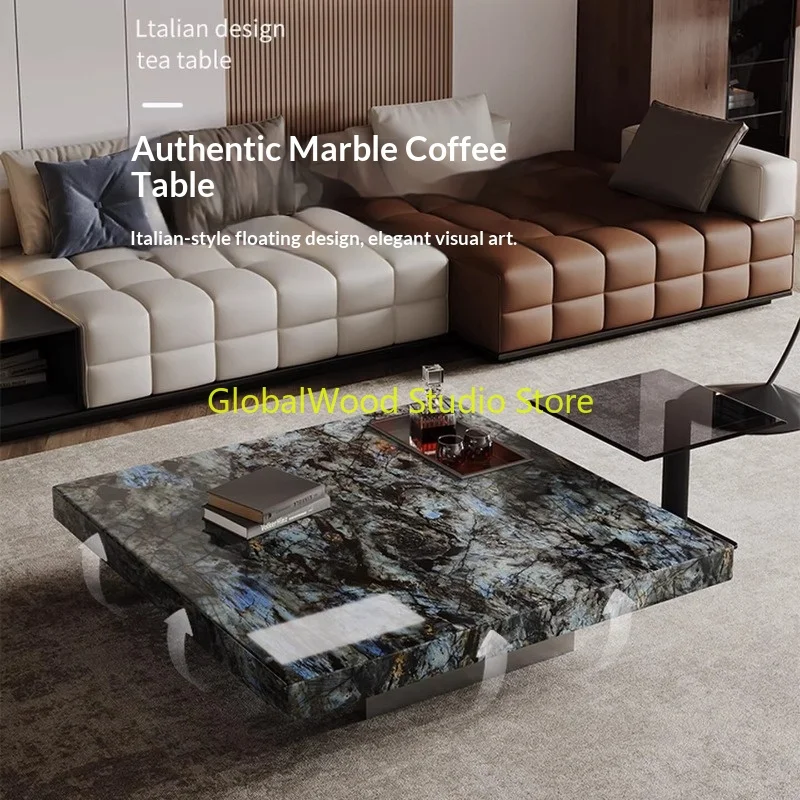 

Итальянский минималистичный мраморный журнальный столик: роскошный, современный, простой, квадратной формы, идеально подходит для гостиной, креативный дизайн.