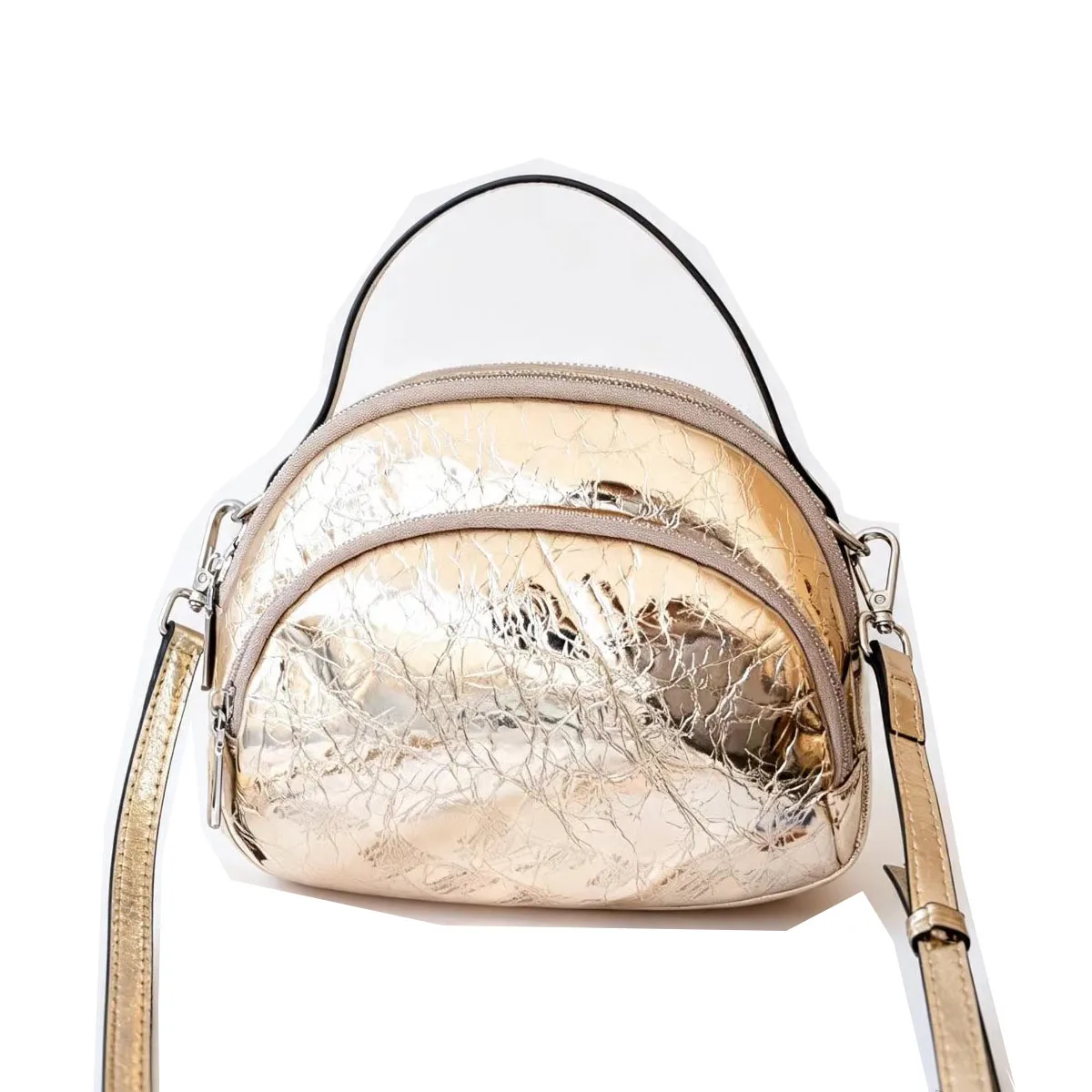 Small Genuine Leather Cross-body Bag for Women Multi Zipper Shoulder Purse Top-handle Cow Leather Satchel Handbag