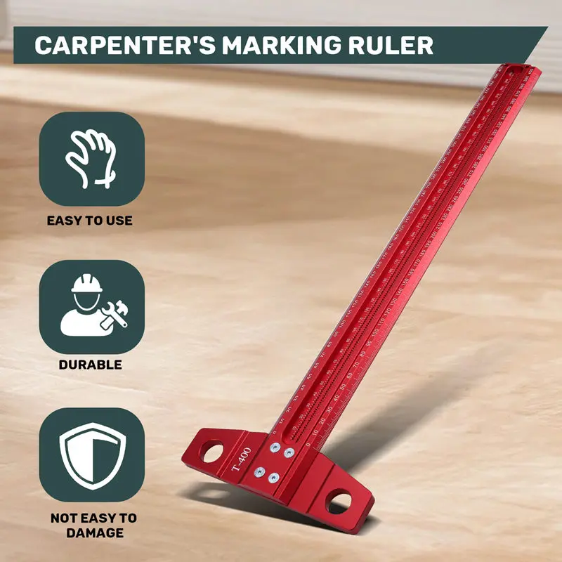 BAAG-Regla en T de marcado de precisión, regla de dibujo de carpintero, regla de marcado de carpintería, regla estándar de aleación de aluminio