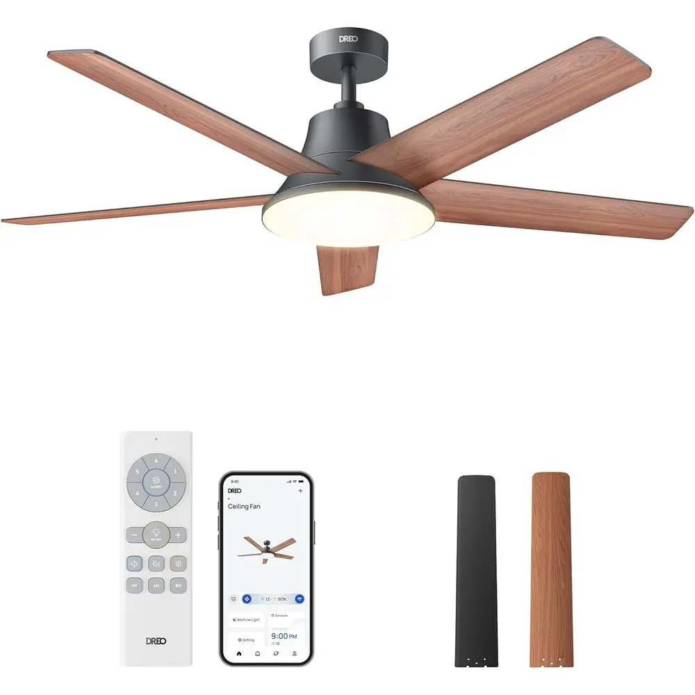 

Smart Ceiling an with Lights, 52 Inch, 12 Speeds & 3 an es, SteplColor Tones, Dimmable LED Light, 12H Timer, Quiet DC Motor, Rem