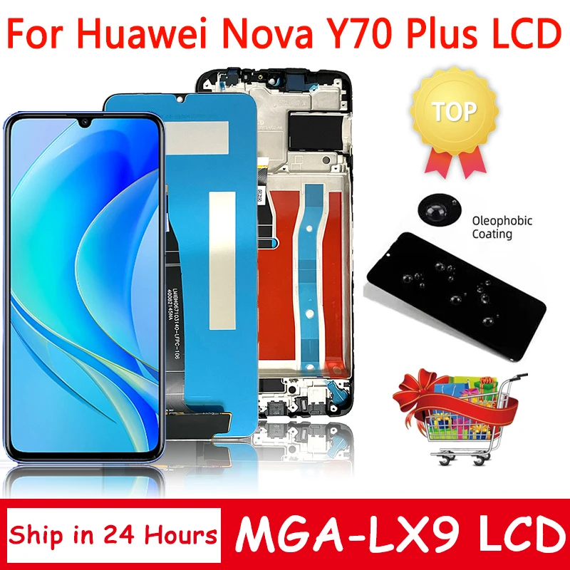 New Test 6.75\'\'For Huawei Nova Y70 LCD Display Touch Screen Assembly With Frame For Huawei Nova Y70 Plus MGA-LX9 LCD Display