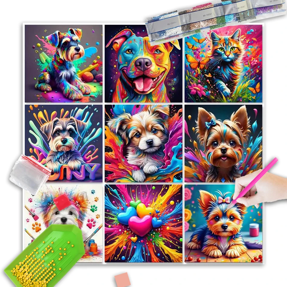 

GATYZTORY Diamond Painting Animal Dogs Full Square/Round Drill 5D DIY Daimond Embroidery Art Rhinestone Cross Stitch